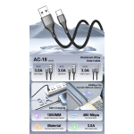 ⁦⚡ كابل بيانات ASPOR AC-18 USB-A إلى USB-C – شحن فائق السرعة وأداء احترافي 🔌⁩ - الصورة ⁦3⁩