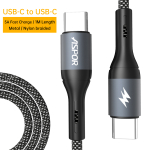 ⁦كابل بيانات ASPOR AC-55 USB-C إلى USB-C بقوة 60 واط وطول 1 متر⁩ - الصورة ⁦3⁩
